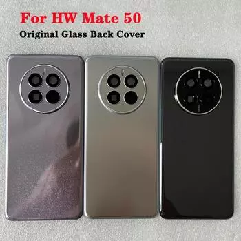 Для Mate 50 новая задняя крышка из закаленного стекла для HW Mate 50 задняя крышка батарейного отсека + рамка камеры + крышка вспышки чёрный