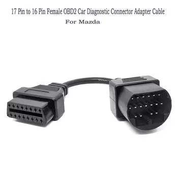 Для Mazda 17-контактный 16-контактный гнездовой автомобильный диагностический разъем OBD2, кабель-адаптер чёрный