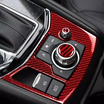 Для Mazda 3 Mazda 6 CX-9 CX-5 2 шт. Настоящее углеродное волокно автомобильная центральная консоль мультимедийная кнопка регулировки громкости накладка отделка салона наклейка красный