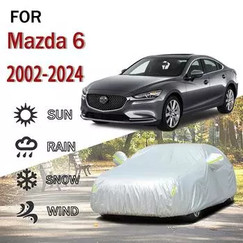 Для Mazda 6 2002-2024 наружная защита полная 190T автомобильные чехлы снегозащитный козырек пылезащитный чехол внешние аксессуары для автомобиля 4.8x1.9x1.5M серый