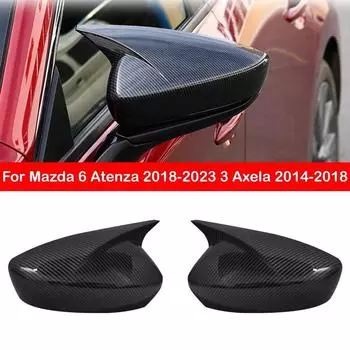Для Mazda 6 Atenza 2018-3 Axela 2014-2018 Автомобильное боковое зеркало заднего вида, крышка крыла, наружная дверная накладка, отделка из углеродного волокна Gloss Black