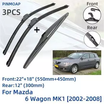 Для Mazda 6 Wagon MK1 2002-2008 передние и задние щетки стеклоочистителя, аксессуары для резки J Hook 2002 2003 2004 2005 2006 2007 2008