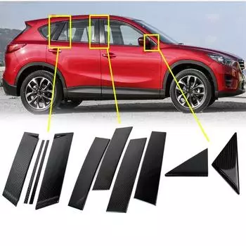 Для Mazda CX-5 2013-2016 углеродное волокно, отделка двери автомобиля, стойки, крышки, комплекты наклеек, украшения окна
