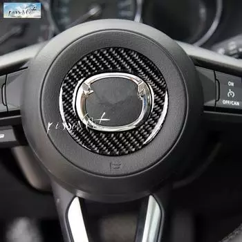 Для Mazda CX-5 2017 18 Настоящее углеродное волокно салон автомобиля рулевое колесо крышка отделка молдинги автомобильный стилист аксессуары наклейки