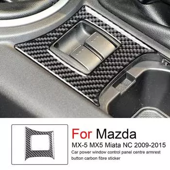 Для Mazda MX-5 MX5 Miata NC 2009-2015 Автомобильная панель управления стеклоподъемниками, центральная кнопка подлокотника, наклейка из углеродного волокна, авто