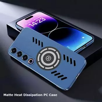 Для Meizu 21 20 Pro Rock Sand Ice Магнитный рассеиватель тепла матовый чехол для ПК с защитой от отпечатков пальцев дышащий охлаждающий чехол в виде ракушки For Meizu 20 чёрный