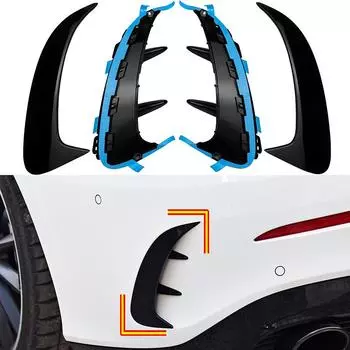 Для Mercedes A Class W177 Sedan A180 A200 A220 A250 A35 2019 2020 2021+ Задний бампер Отделка Lip Боковые крылья Canards Fin Splitter For Sedan Only чёрный