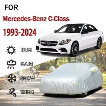 Для Mercedes-Benz C-Class1993-2024 наружная защита полные автомобильные чехлы снегозащитный козырек пылезащитный 190т автомобильный чехол 5.3x2.0x1.5M серый