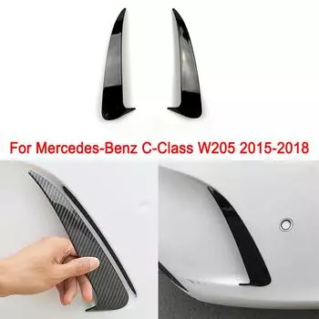 Для Mercedes-Benz C-Class W205 2015-2018 глянцево-черный автомобильный задний бампер, боковые спойлеры, заглушки воздухозаборников, модифицированные ветровым ножом чёрный