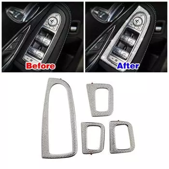 Для Mercedes Benz C Class W205 2015-2018 внутренняя дверь подлокотник стеклоподъемник переключатель кнопка панель ремонт кристалл алмазное кольцо отделка серебряный