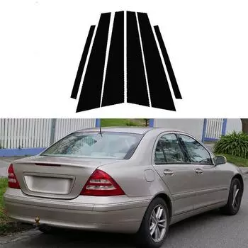 Для Mercedes-Benz C-класса (W203) 2001-2007 глянцевый рояль черный автомобиль двери окна столб отделка наклейки автостайлинг
