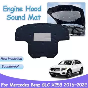 Для Mercedes-Benz GLC X253 C253 250d 2016~2024 автомобильный капот двигателя звукоизоляционные прокладки теплоизоляция хлопок звукоизоляция аксессуары для интерьера