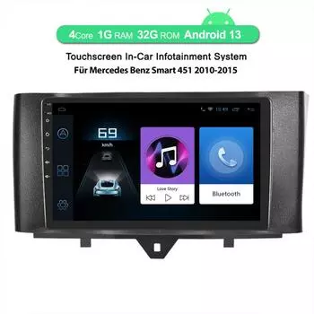 для Mercedes-Benz SMART ForTwo Cabrio/Coupe 451 большой экран 10-15 моделей Android 13 автомобильное радио с микрофоном 9 дюймов беспроводной Carplay