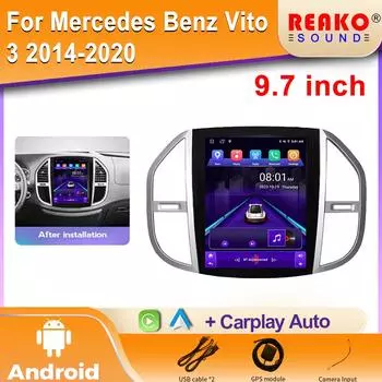 Для Mercedes Benz Vito 3 2014-2020 Видеоплеер Android Авто Радио GPS Навигация WIFI Мультимедиа Стерео Carplay 2din DVD 4 core 2GB+32GB carplay