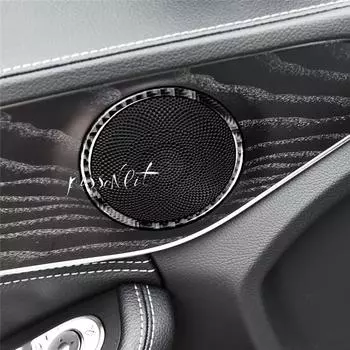 Для Mercedes C Class W205 автомобильный стиль карбоновое волокно автомобильная дверь громкоговоритель кольцо внутренняя отделка наклейка C180 GLC аксессуары 4 шт чёрный