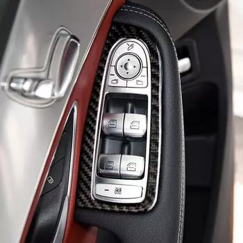 Для Mercedes C Class W205 GLC C180 C200 аксессуары из углеродного волокна автомобильный переключатель стеклоподъемника подлокотник панель отделка наклейки для стайлинга автомобиля