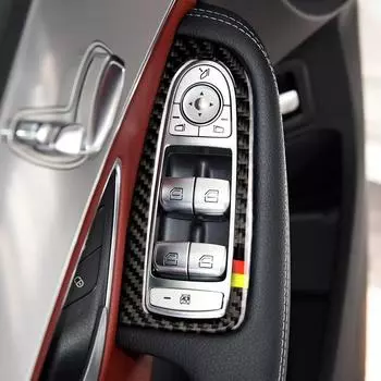 Для Mercedes C Class W205 GLC C180 C200 аксессуары из углеродного волокна автомобильный переключатель стеклоподъемника подлокотник панель отделка наклейки для стайлинга автомобиля