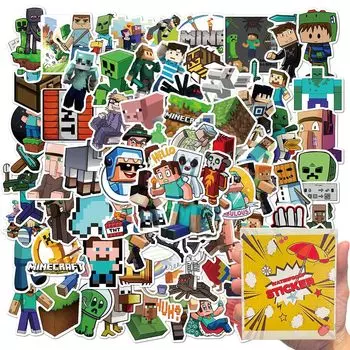 Для Minecraft Наклейки Набор из 100 Водных Мобильных Наклеек для Дня Рождения Наклейки Гитара, Машина, Велосипед, Бутылка, Скейт, Блокнот, Материалы, Дети,
