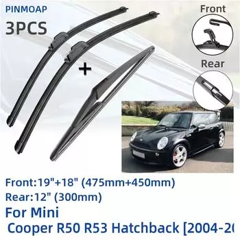 Для Mini Cooper R50 R53 хэтчбек 2004-2006 передние и задние щетки стеклоочистителя резак аксессуары J Hook 2004 2005 2006