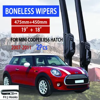 Для MINI Cooper R56 Hatch 2007-2011 автомобильный стеклоочиститель U-образный мягкий резиновый бескаркасный без кронштейна автомобильные дворники 19 +18