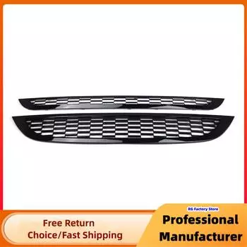 Для MINI One R50 R52 R53 2002-2006 2 шт. Верхняя нижняя решетка переднего бампера, глянцевая черная сотовая сетка, защитная решетка