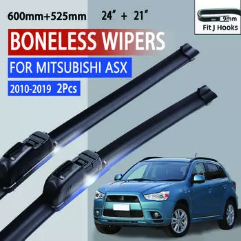 Для Mitsubishi ASX 2010-2019 автомобильный стеклоочиститель U-образный мягкий резиновый бескаркасный без кронштейна автомобильные дворники 24 +21