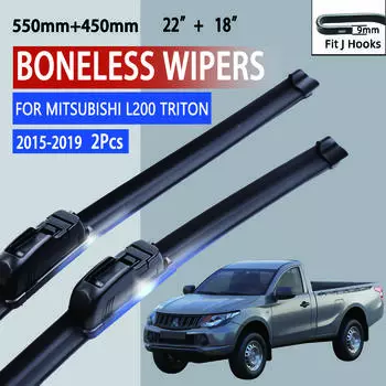 Для Mitsubishi L200 Triton 2015-2019 автомобильный стеклоочиститель U-образный мягкий резиновый бескаркасный без кронштейна автомобильные дворники 22 +18