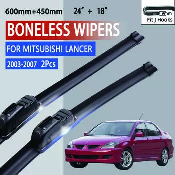 Для Mitsubishi Lancer 2003-2007 автомобильный стеклоочиститель U-образный мягкий резиновый бескаркасный без кронштейна автомобильные дворники 24 +18