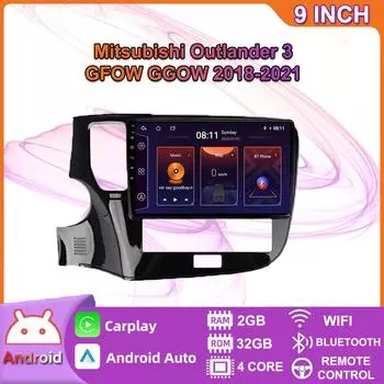 Для Mitsubishi Outlander 3 GF0W GG0W 2012-2018 Android Carplay Автомобильный Радио Мультимедийный плеер 2 Din GPS головное устройство 2 + 32 ГБ 2+32GB,A
