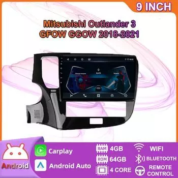 Для Mitsubishi Outlander 3 GF0W GG0W 2012-2018 Android Carplay Автомобильный радиоприемник Мультимедийный плеер 2 Din GPS головное устройство 4 + 64 ГБ 2+32GB,A