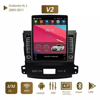 Для Mitsubishi Outlander XL 2 2005-2011 Citroen C-Crosser Автомобильный радиоприемник 9,7 дюйма Tesla с вертикальным экраном Carplay Android Авторадио Мультимедийный плеер 2 + 32 ГБ