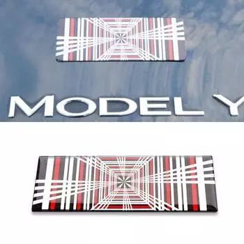 Для модели 3 YSX клетчатый значок-эмблема 3D автомобильный логотип наклейки аксессуары отделка чёрный