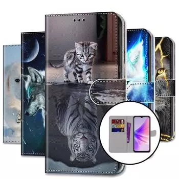 Для Moto G10 G20 G30 G13 G23 G52 G14 G54 G64 G84 Huawei P30 P40 Lite OPPO милый анималистичный узор PU кожаный чехол-книжка с отделениями для карт и подставкой для телефона OPPO A15