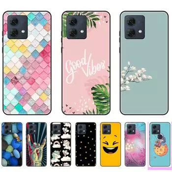 Для Motorola Moto G84 чехол с милым мультяшным персонажем, модный черный противоскользящий чехол MotoG84, мягкий силиконовый защитный чехол белый