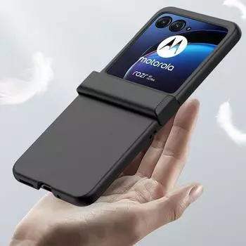 Для Motorola Razr 40 Ultra Skin Feel тонкий чехол для телефона противоударный сплошной цвет стекло тонкий ПК жесткий чехол Moto Razr 40 Ultra чёрный