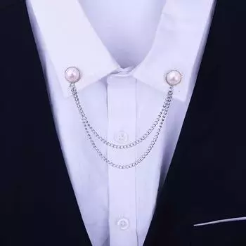 Для мужчин Двойная цепь Девушка Двойной слой воротник Брошь Женщины Броши Жемчужный воротник Булавка Корейская булавка S золотой