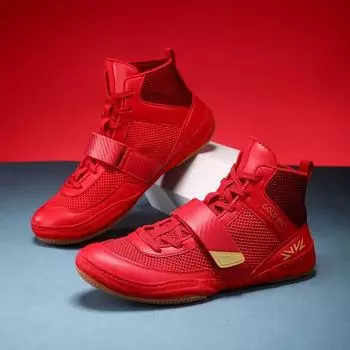 Для мужчин новые профессиональные легкие боевые высококачественные сетчатые дышащие боксерские ботинки борцовские ботинки боксерские кроссовки 41 красный