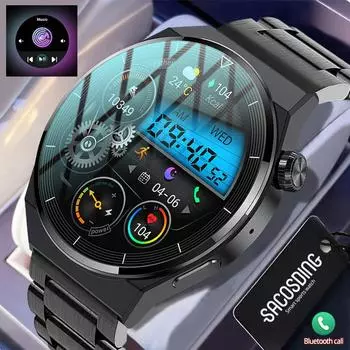 Для мужчин SACOSDING NFC умные часы AMOLED 390*390 HD экран сердечного ритма Bluetooth вызов IP68 водонепроницаемые умные часы 2023