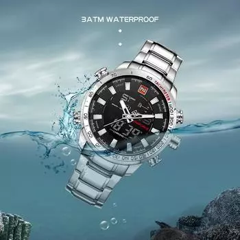 Для мужских часов Роскошные модные спортивные часы NAVIFORCE Брендовые мужские кварцевые аналоговые цифровые часы Мужские водонепроницаемые часы из нержавеющей стали