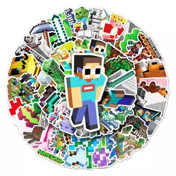Для наклеек Minecraft Набор из 50 симпатичных наклеек аниме для Minecraft Водонепроницаемые наклейки Милые стильные мультяшные наклейки своими руками белый