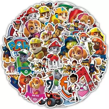Для наклеек Paw Patrol 50 наклеек из аниме Paw Patrol Водонепроницаемые наклейки Стильные наклейки своими руками Сноуборд Чемодан Гитара Машина Велосипед Бутылка для воды