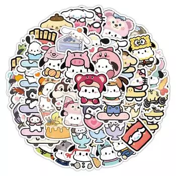 Для наклеек Sanrio Набор из 100 симпатичных наклеек аниме для Sanrio Наклейки на чемоданы Наклейки на канцелярские принадлежности Водонепроницаемые наклейки Милые стильные наклейки Manga DIY белый