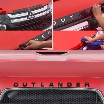 Для наклейки черный, серебристый цвет, наклейка на капот автомобиля Outlander, эмблема для автомобиля, наклейка на капот Outlander в стиле автомобиля чёрный