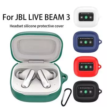 Для наушников JBL LIVE BEAM 3 силиконовый защитный чехол для наушников Bluetooth цветной моющийся чехол для зарядки с крючком чёрный