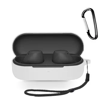 Для наушников Sony чехол силиконовый защитный чехол поставляется с карабином ремень видимый светодиодный свет совместимость с беспроводной зарядкой полная защита ударопрочный белый