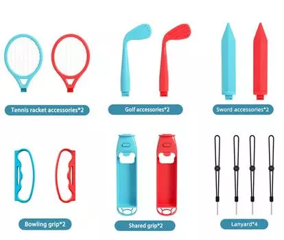 Для Nintendo Switch 18 в 1, комплект спортивных аксессуаров, комплект спортивных семейных аксессуаров, совместимый с переключателем/переключателем OLED разноцветный