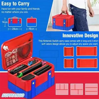 Для Nintendo Switch OLED дорожный чехол для переноски, ударопрочный, большой емкости, сумка для хранения игровых аксессуаров для консоли Nintendo Switch красный