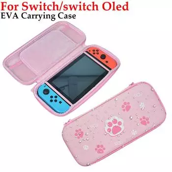 Для Nintendo Switch/Switch OLED розовый кошачий коготь защитная дорожная сумка с сетчатым карманом EVA милый жесткий чехол для переноски