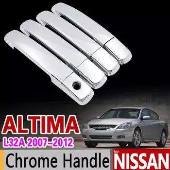 Для Nissan Altima 2007-2012 L32A хромированная накладка на ручку, набор накладок седан-купе 2008 2009 2010 2011, аксессуары, наклейки для автомобиля for 2 Door No Button