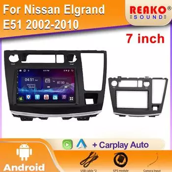 Для Nissan Elgrand E51 2002-2010 Android Car Radio Carplay GPS Navigation Multimedia Player Android Auto 4G Wifi IPS 2din 4 core 1GB+32GB carplay